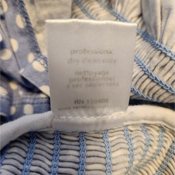 Caroline Constas Tilly Dress Blue White Mini Polka Dot Small Off the Shoulder - Picture 12 of 14